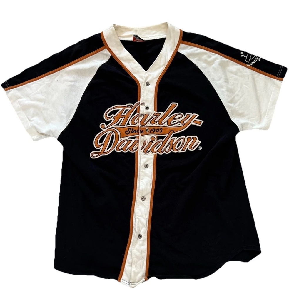 Vintage Harley Davidson Motorcycles Baseball Jersey Black White